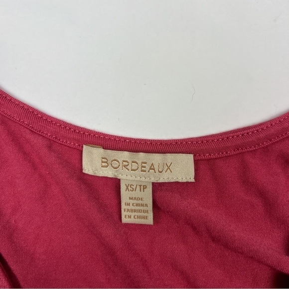 Anthropologie Bordeaux Pink V-Neck Short Flutter Sleeve Sidonie Top - Picture 2 of 6